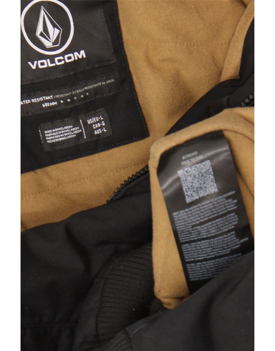Jaqueta bomber masculina com capuz Volcom UK 40 grande poliéster preto