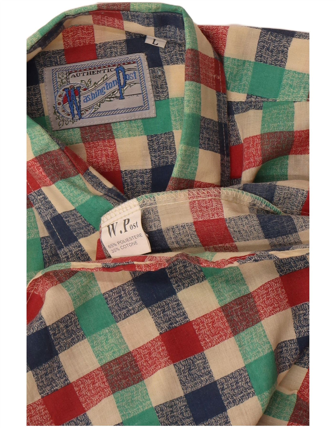 Camisa masculina vintage grande poliéster guingão multicolorido