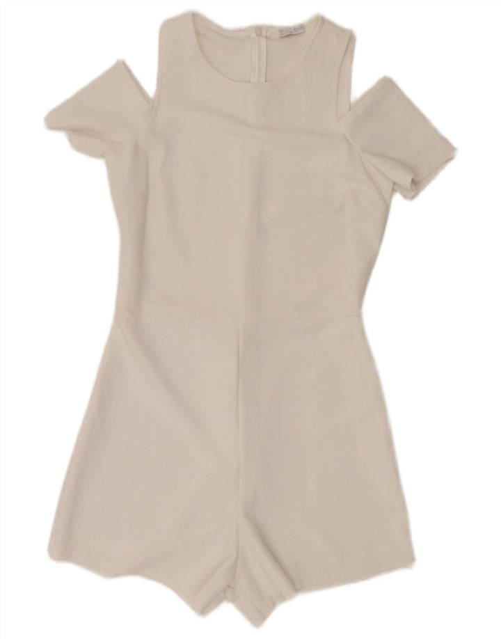 Macacão feminino de manga curta ZARA UK 8 pequeno W28 branco
