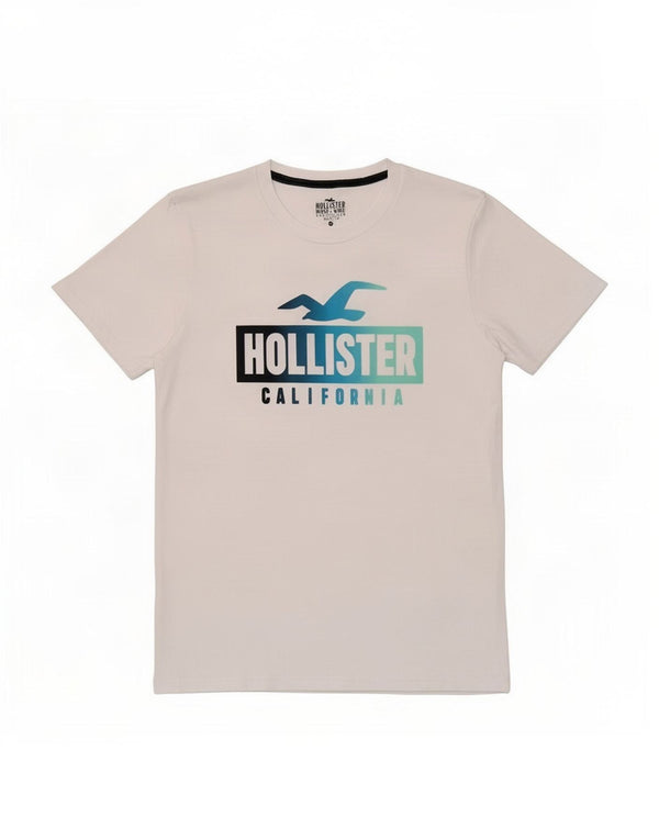 Camiseta gráfica masculina Hollister Top médio algodão branco