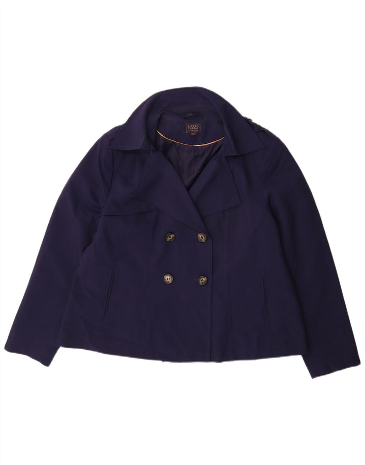 Casaco curto feminino Marks & Spencer UK 18 XL azul marinho poliéster