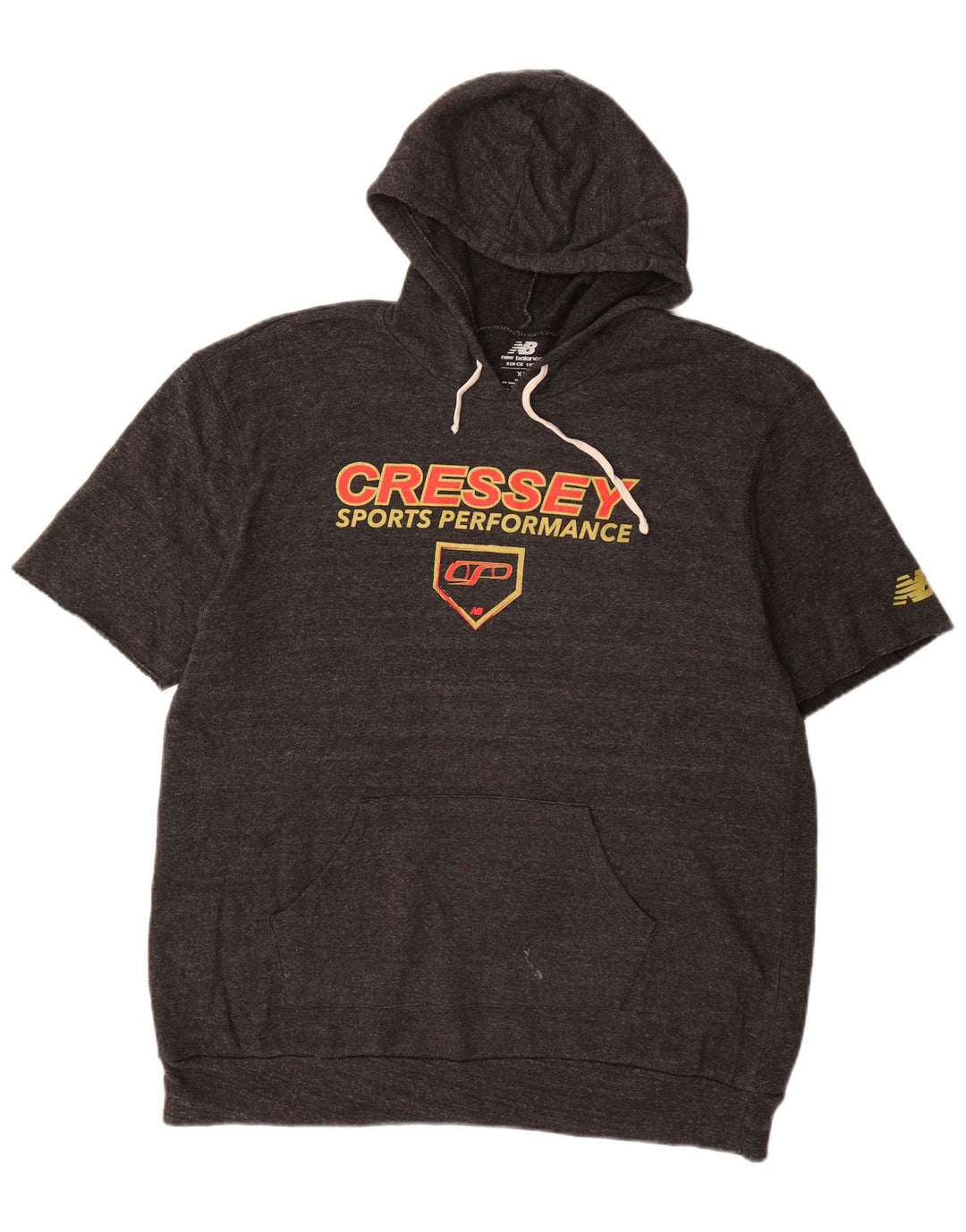 NEW BALANCE Suéter masculino com capuz gráfico de manga curta XL cinza poliéster