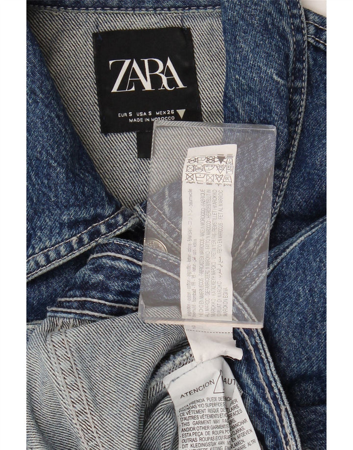 Jaqueta jeans feminina Zara UK 10 algodão azul pequeno