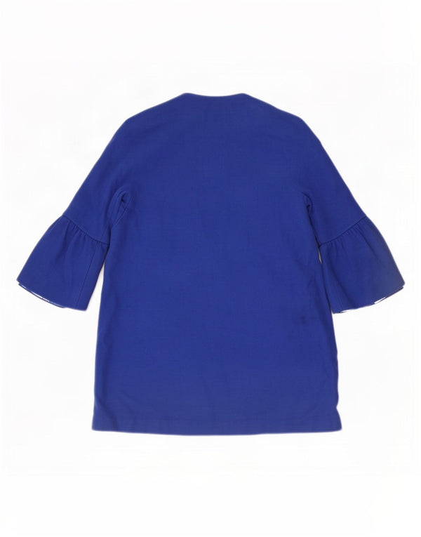 Sobretudo feminino Zara manga 3/4 com zíper completo Reino Unido 10 algodão azul pequeno