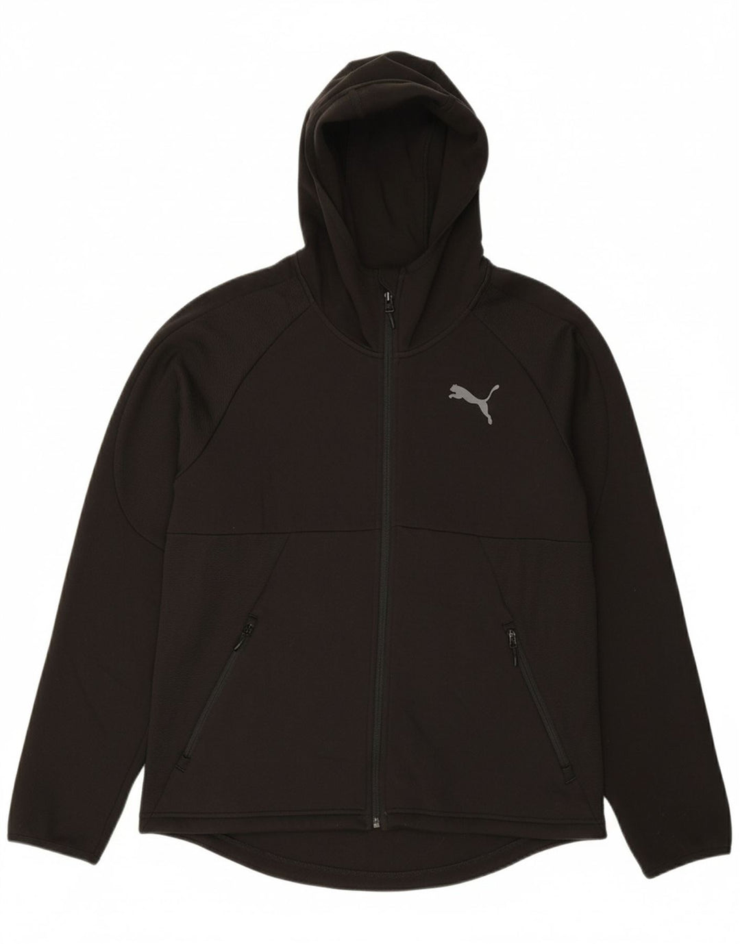 Suéter masculino PUMA com capuz e zíper grande poliéster preto