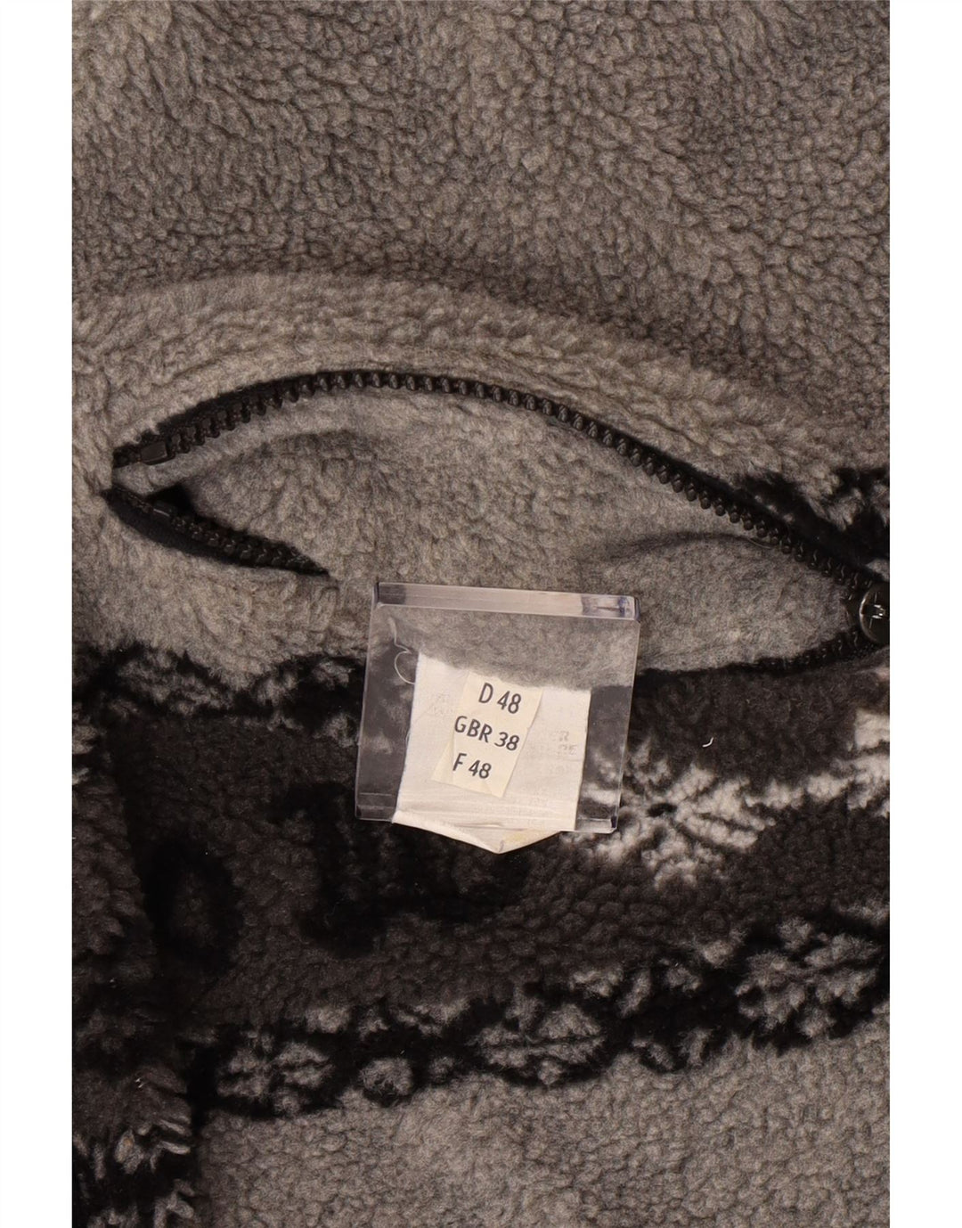 Jaqueta masculina de lã reversível gráfica VINTAGE UK 38 cinza médio Fair Isle