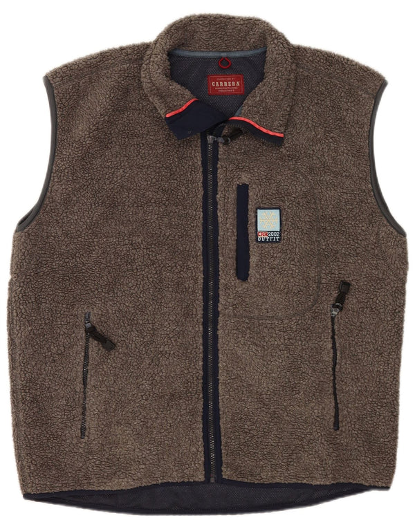 Carrera Mens Fleece Gilet UK 40 Grande Marrom Retro