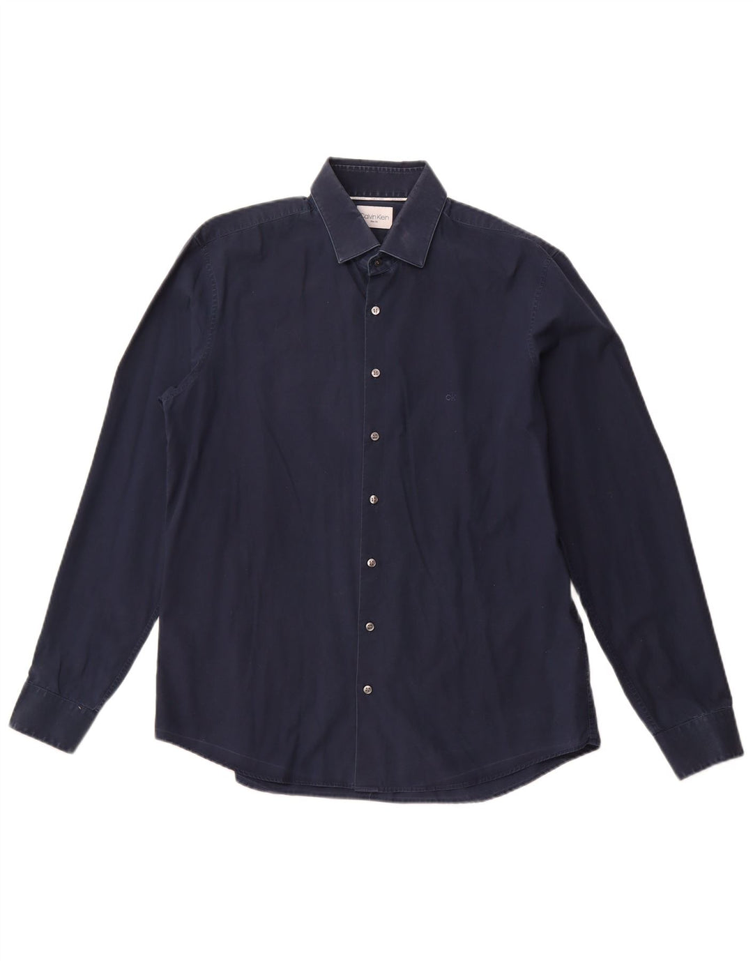 Camisa masculina CALVIN KLEIN Slim Fit tamanho 16 1/2 grande algodão azul marinho