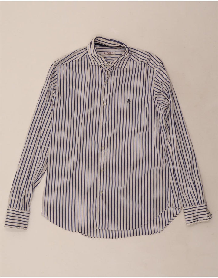 Camisa masculina SIVIGLIA de algodão listrado azul médio