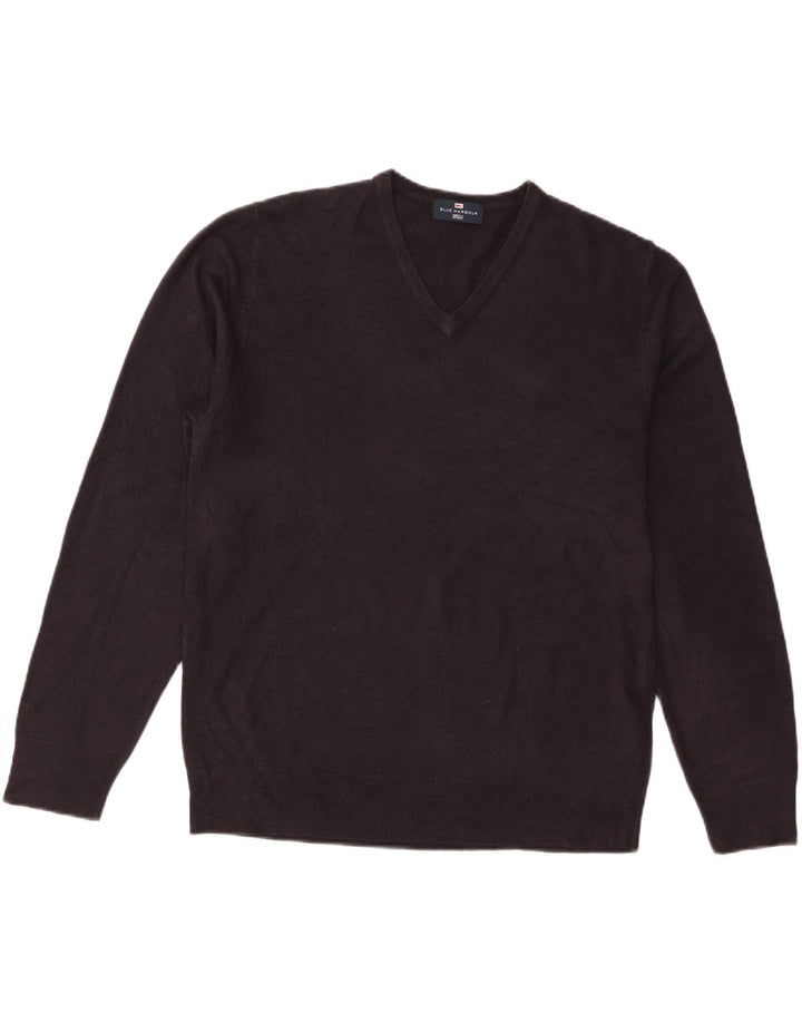 Suéter masculino Marks & Spencer Blue Harbor com decote em V grande azul marinho