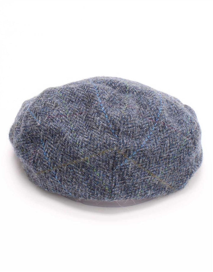 Boné plano masculino John Hanly XL azul espinha de peixe novo clássico de lã