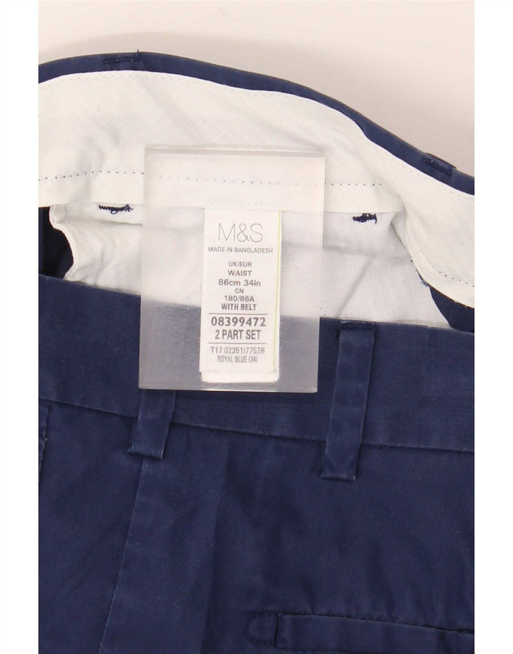 Shorts chino masculino Marks & Spencer W34 grande algodão azul