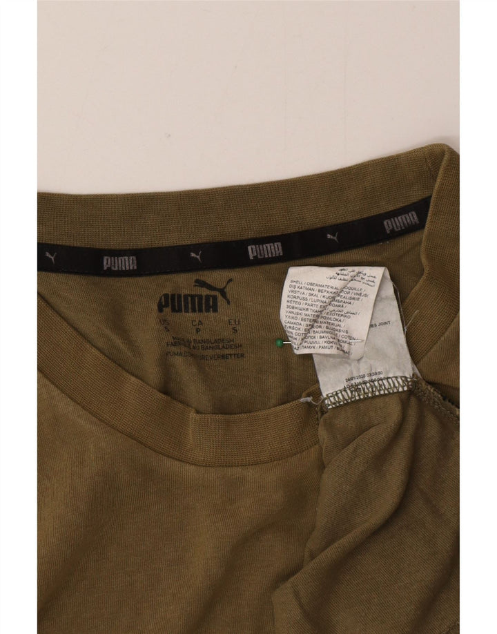 Puma Mens Graphic T-Shirt Top Pequeno Algodão Cáqui