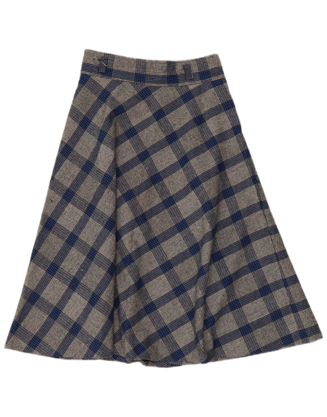 Saia evasê feminina VINTAGE W26 pequena azul houndstooth