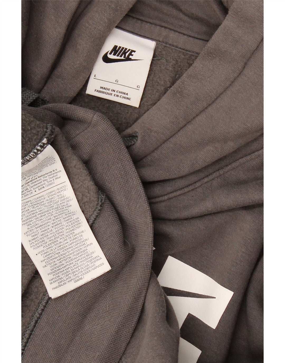 NIKE Mens Graphic Hoodie Jumper Grande Algodão Cinza