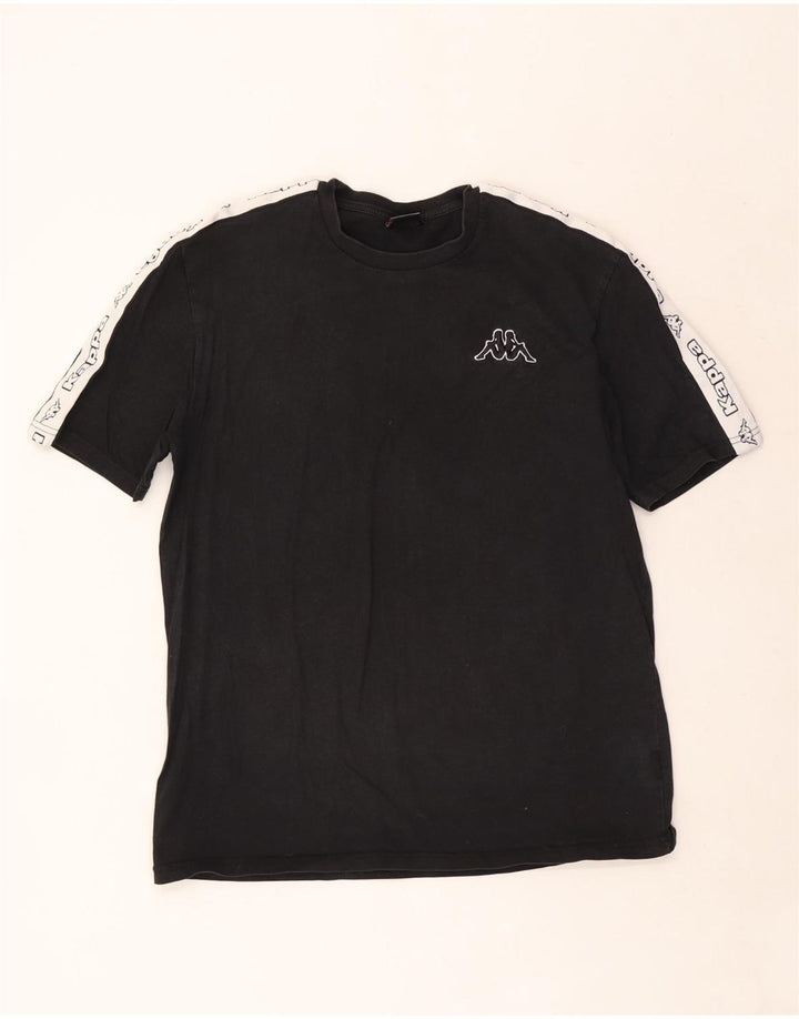 Camiseta gráfica masculina Kappa Top grande de algodão preto