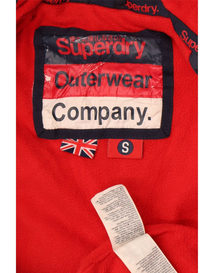 Jaqueta acolchoada masculina Superdry com capuz UK 10 Small Navy Blue Colourblock