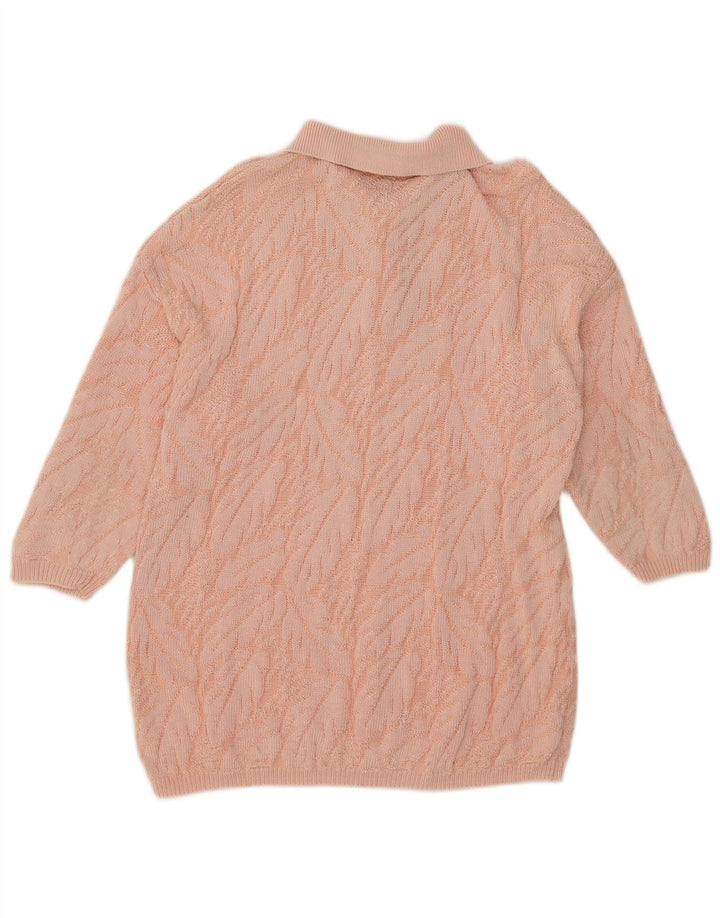 Suéter feminino Benetton com estampa abstrata e gola polo IT 48 XL rosa