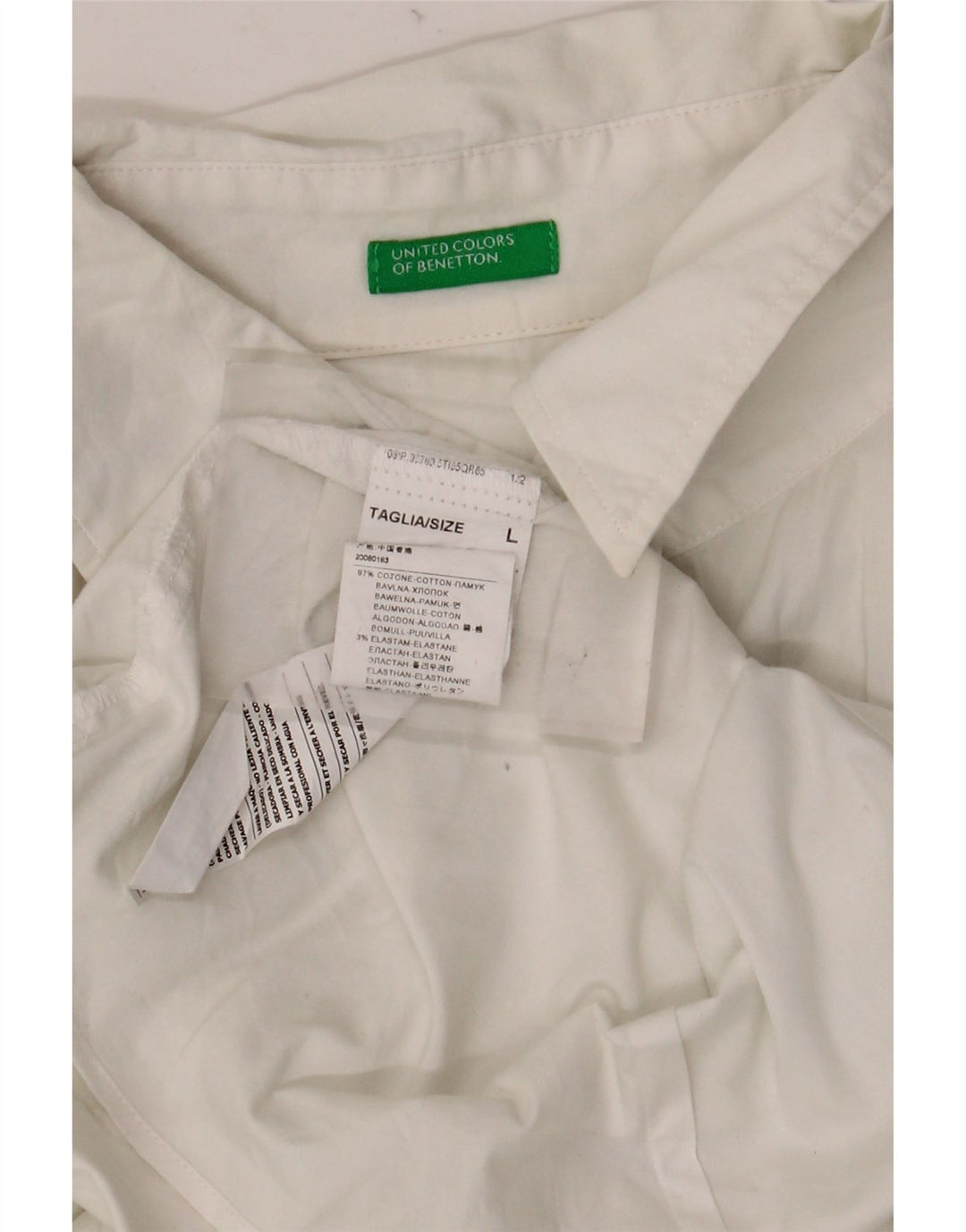 Camisa feminina de manga curta BENETTON UK 16 grande algodão branco