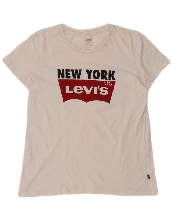 Camiseta feminina Levi'S New York Graphic UK 10 pequena branca