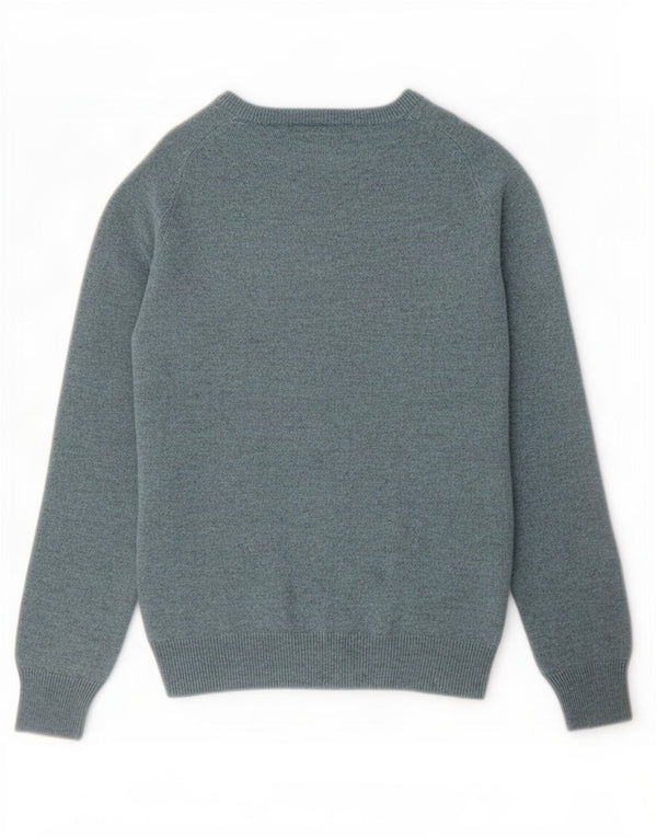 Suéter masculino Marks & Spencer com ajuste regular e gola canoa, azul pequeno