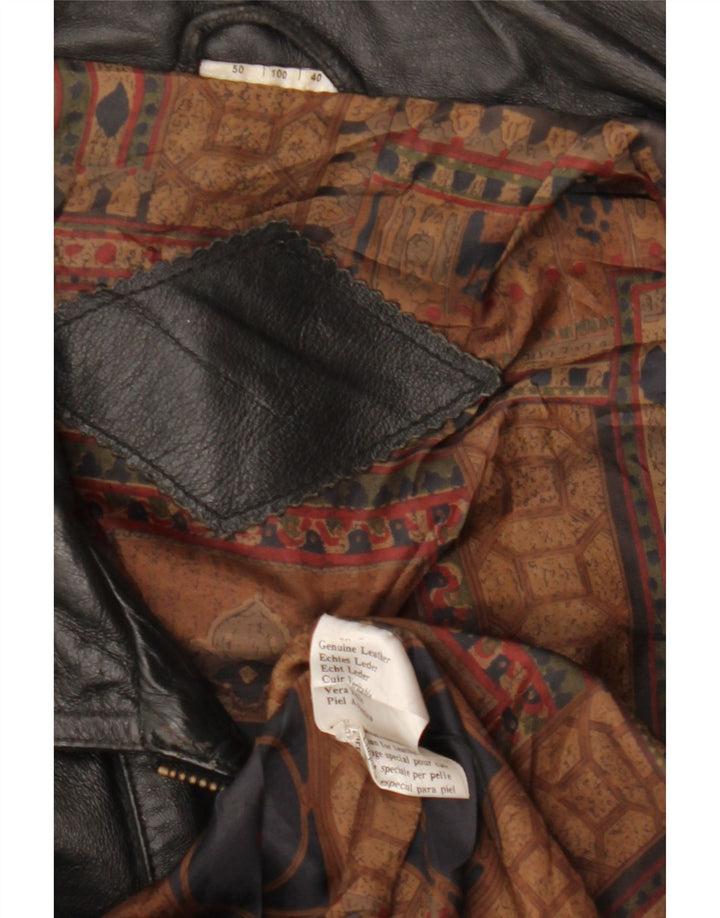 Jaqueta de couro masculina vintage IT 50 grande couro preto