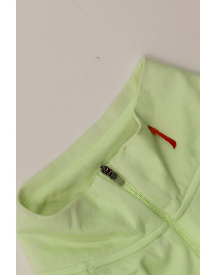 Nike Womens Dri Fit Zip Neck Pullover Treino Top UK 14 Médio Verde