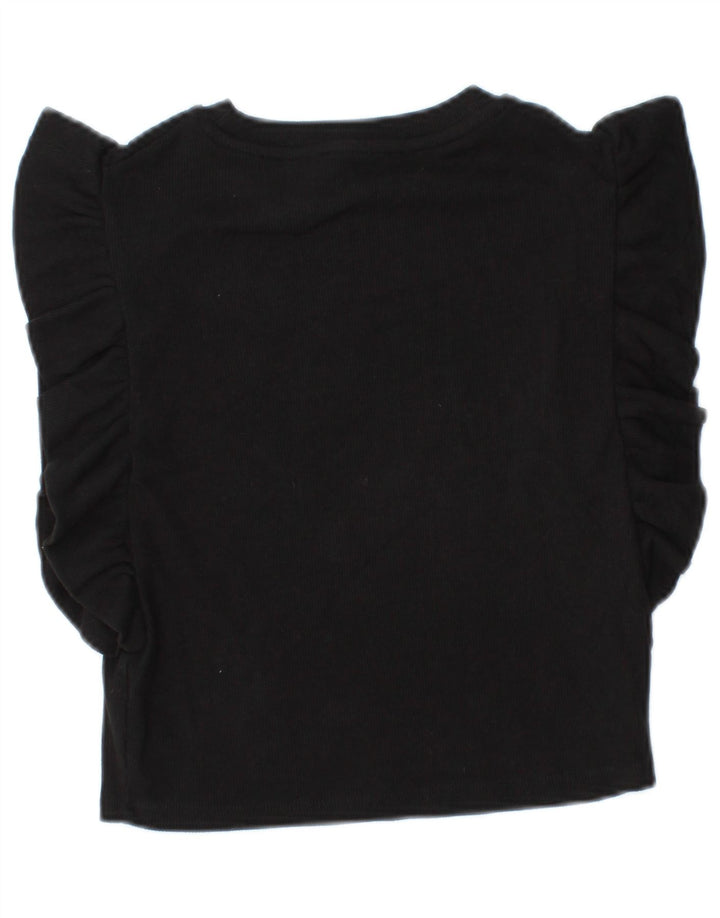 Blusa feminina Zara Top UK 8 pequeno algodão preto
