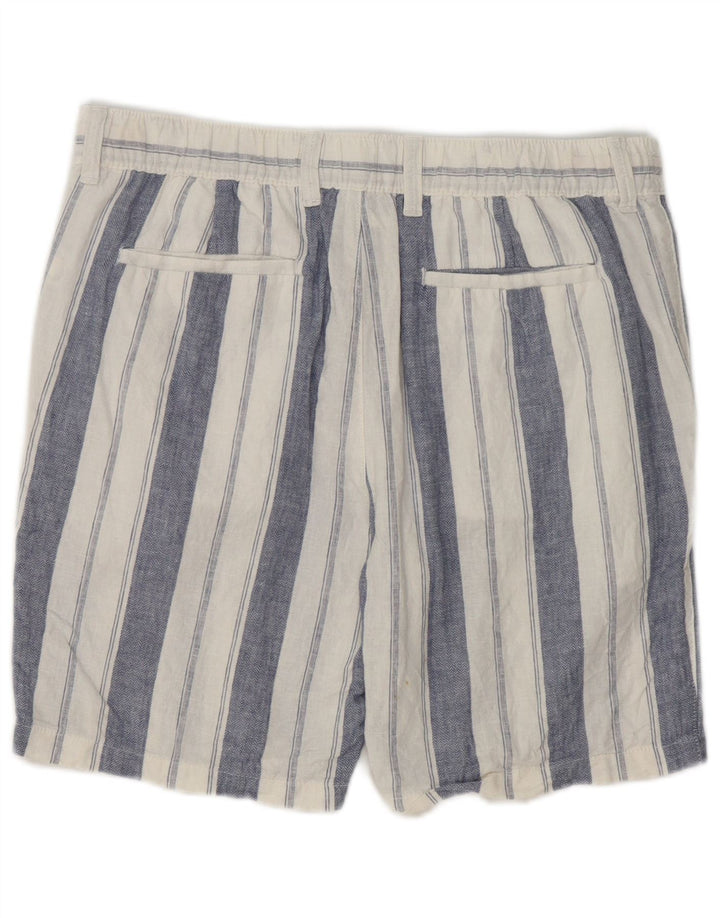 Shorts chino masculino Marks & Spencer W34 linho listrado branco grande