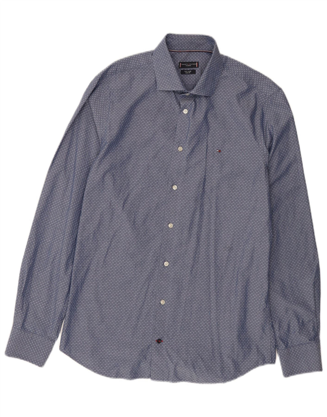 Camisa masculina sob medida Tommy Hilfiger tamanho 40 15 3/4 azul médio manchado