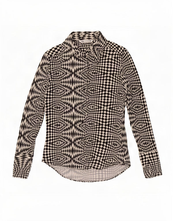 Blusa feminina Zara UK 12 poliéster geométrico preto médio