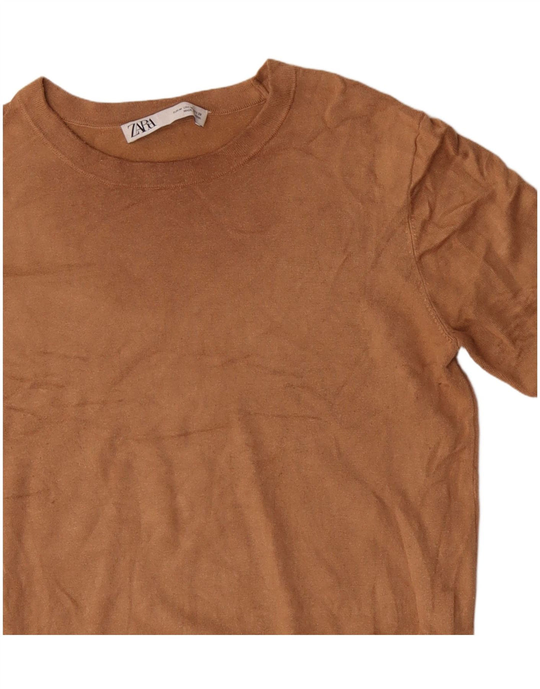 Suéter feminino ZARA com gola canoa Reino Unido 12 viscose marrom médio