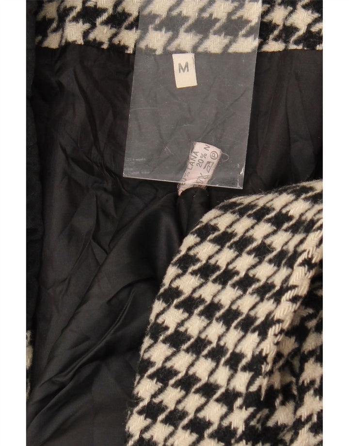 Jaqueta blazer feminina VINTAGE de grandes dimensões Reino Unido 14 médio preto Houndstooth
