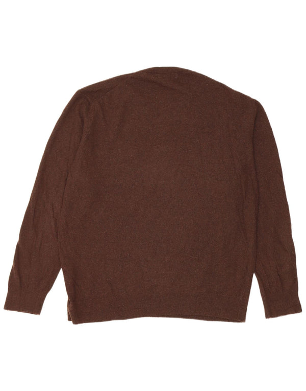 Suéter feminino Zara com gola redonda, Reino Unido 16, grande, viscose marrom
