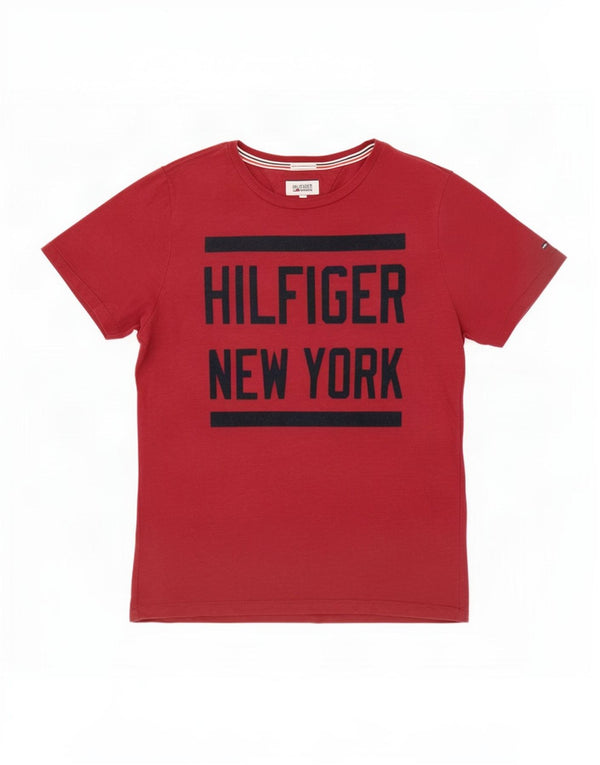 Tommy Hilfiger Camiseta masculina gráfica grande algodão Borgonha