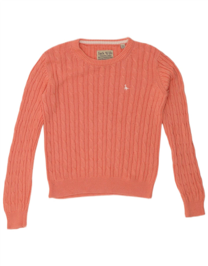 Suéter feminino JACK WILLS com gola redonda e gola redonda, 10 algodão rosa pequeno