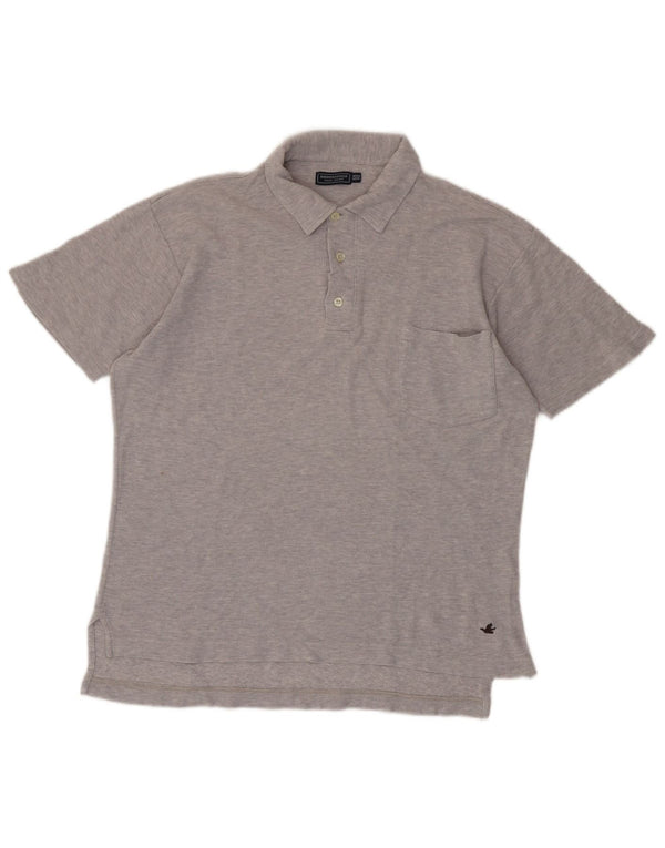 Camisa polo masculina BROOKSFIELD IT 52 grande algodão manchado cinza