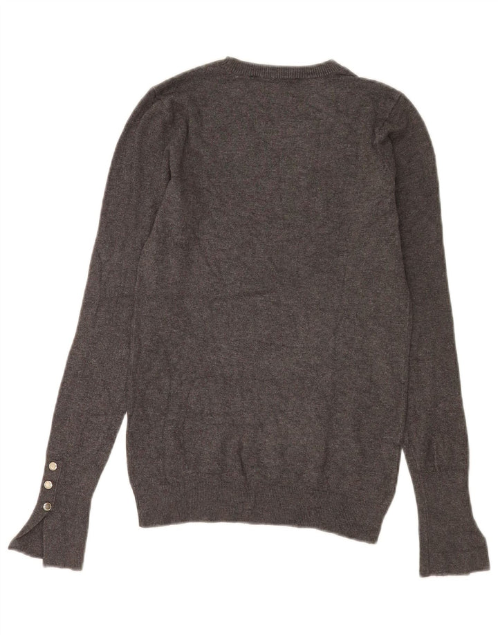 Suéter feminino Zara com gola redonda, Reino Unido 8, pequeno, cinza, viscose