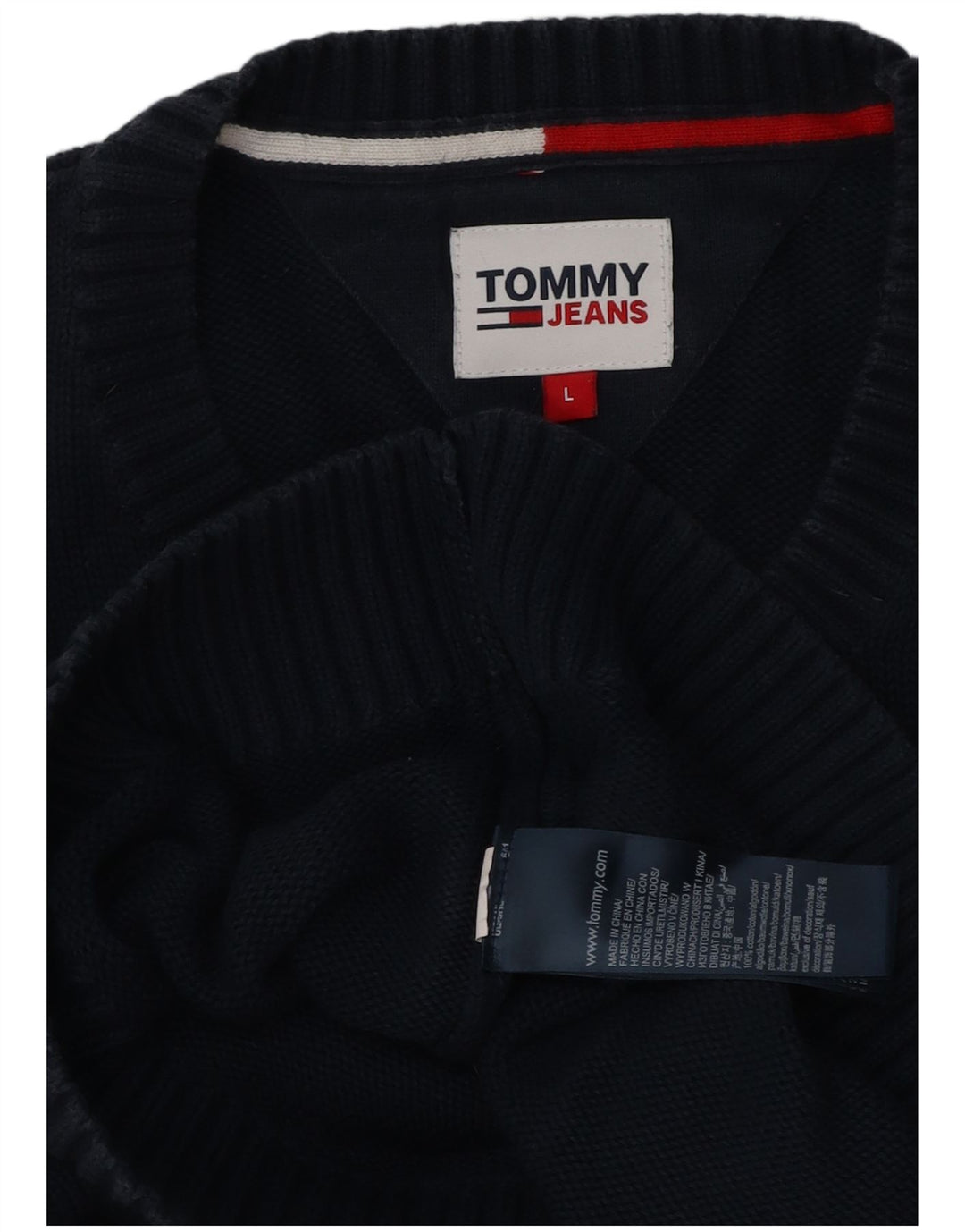 Suéter masculino Tommy Hilfiger com gola redonda, grande algodão azul marinho