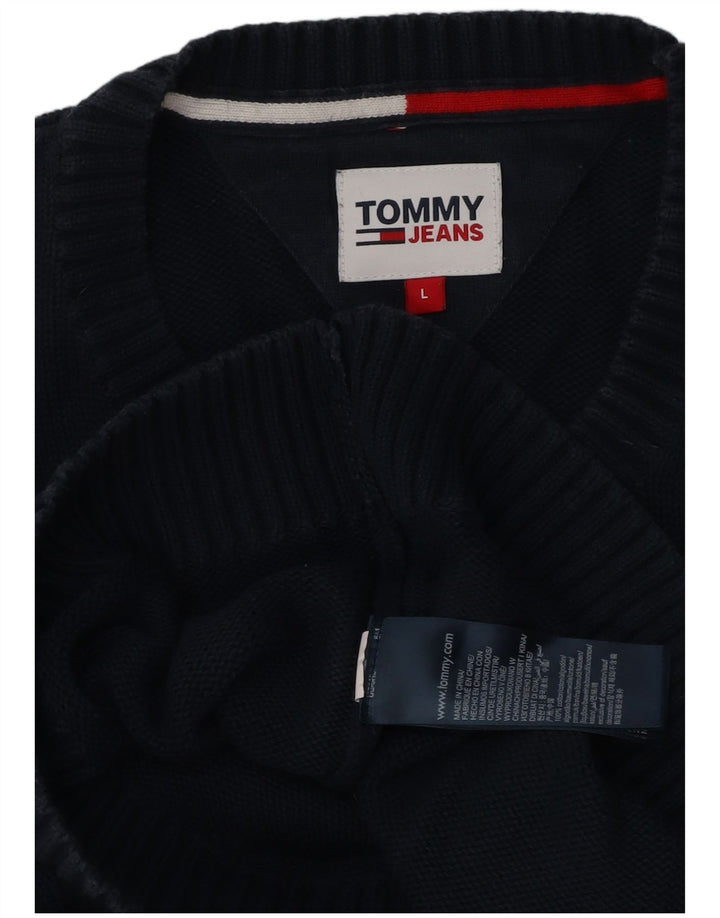 Suéter masculino Tommy Hilfiger com gola redonda, grande algodão azul marinho