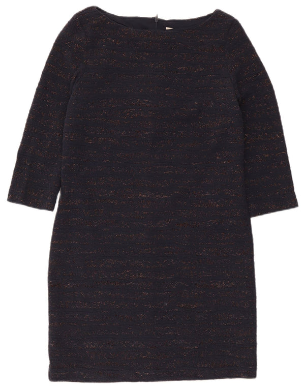 Vestido feminino Phase Eight manga 3/4 com bainha UK 10 pequeno azul marinho salpicado