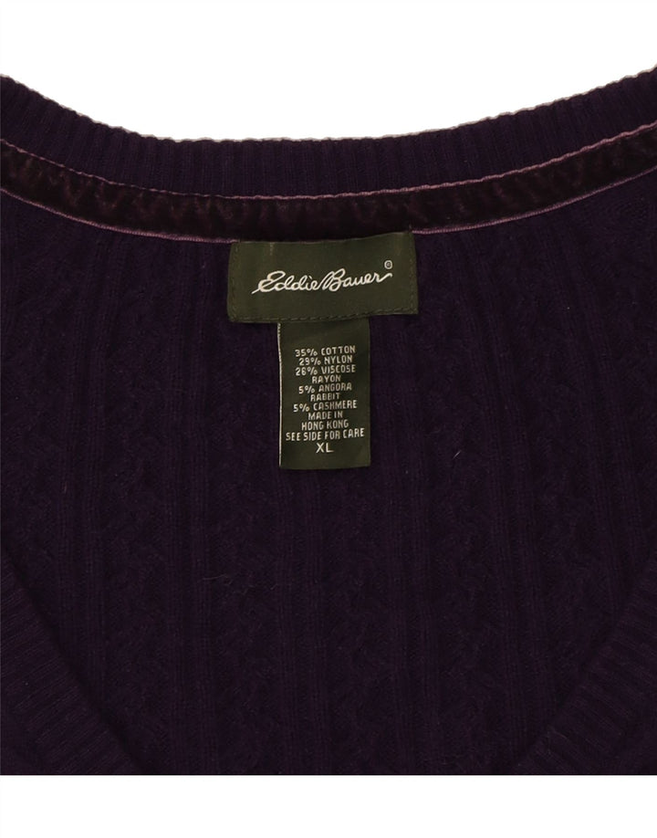 EDDIE BAUER Womens V-Neck Jumper Sweater UK 18 XL Purple Cotton Vintage Eddie Bauer and Second-Hand Eddie Bauer from Messina Hembry 