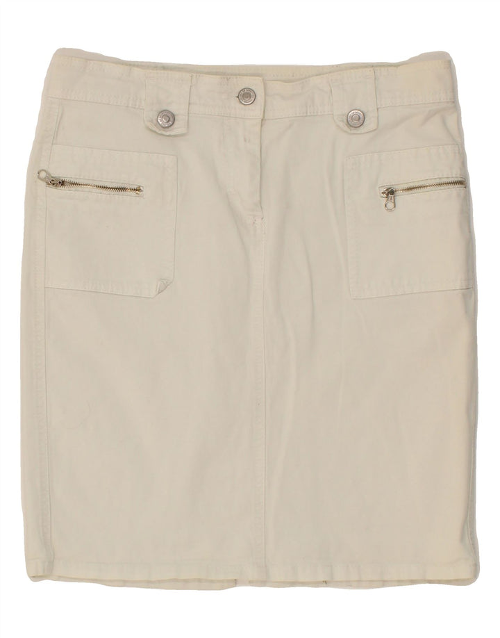 BENETTON Womens Denim Skirt IT 44 Medium W30 White Cotton Vintage Benetton and Second-Hand Benetton from Messina Hembry 