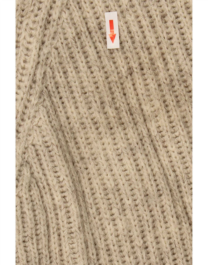 Suéter vintage masculino com gola tartaruga, grande lã colorblock bege
