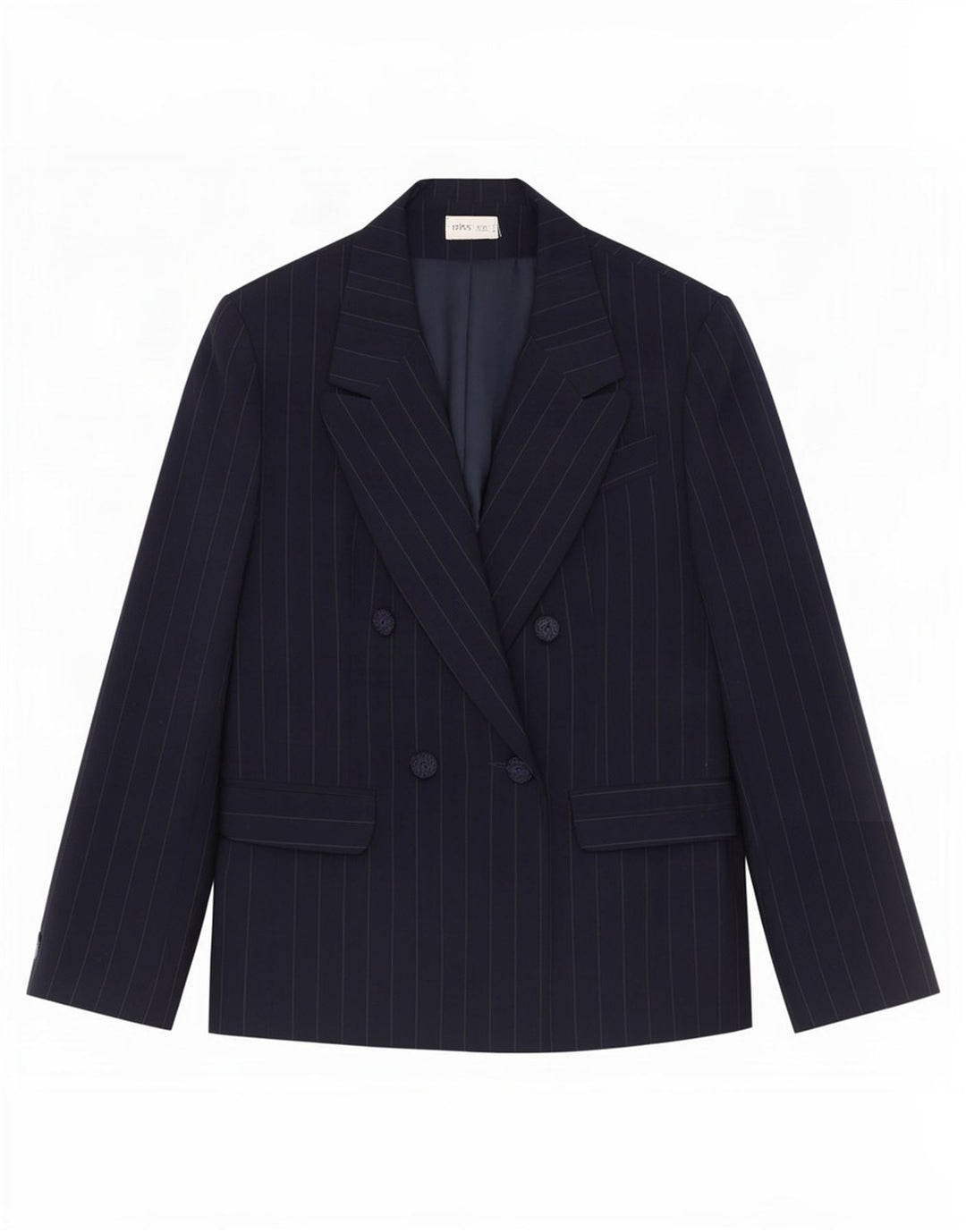 Jaqueta blazer feminina Bhs com peito duplo Reino Unido 14 grande listra azul marinho