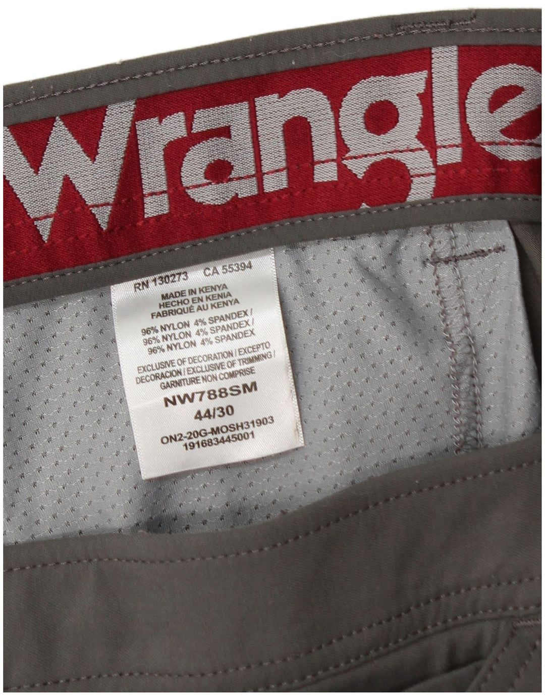 Calça cargo reta masculina WRANGLER W44 L30 cinza nylon