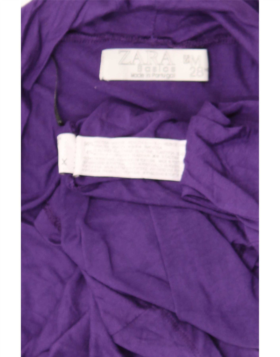 Top feminino Zara manga 3/4 Reino Unido 12 viscose roxa média