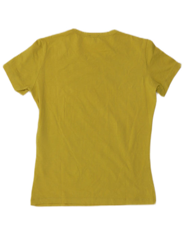 Calvin Klein Jeans Womens Graphic T-Shirt Top UK 14 Large Yellow Cotton
