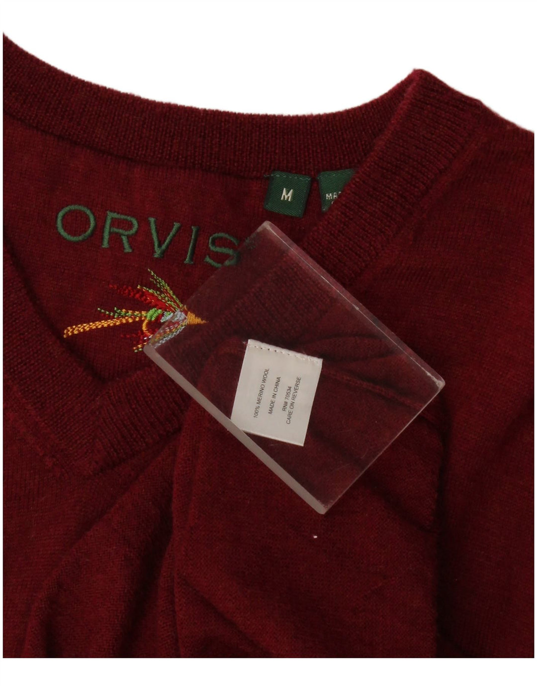 Orvis Colete Masculino Regata Médio Lã Merino Borgonha