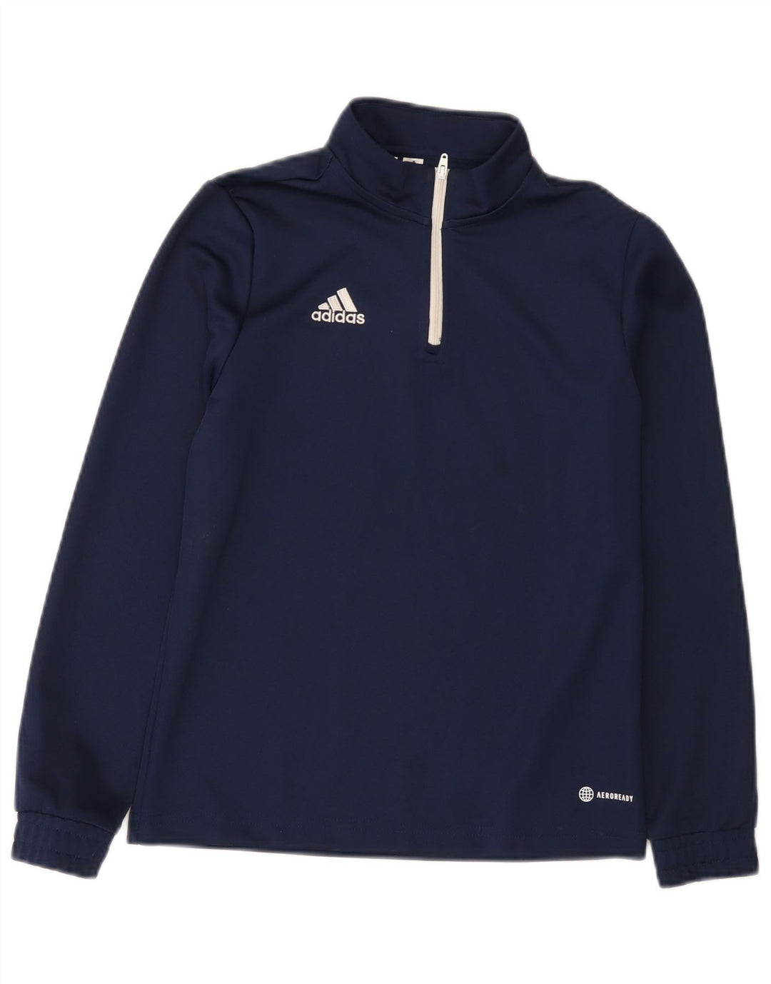 Adidas Meninos Aeroready Zip Neck Pullover Treino Top 11-12 Anos Azul Marinho